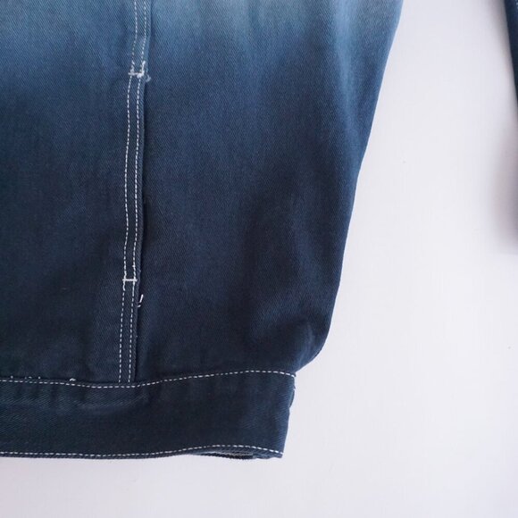 Suamoment Designer White Blue Ombre Button Dill Dyeing Denim Trucker Jacket XL - Picture 5 of 11